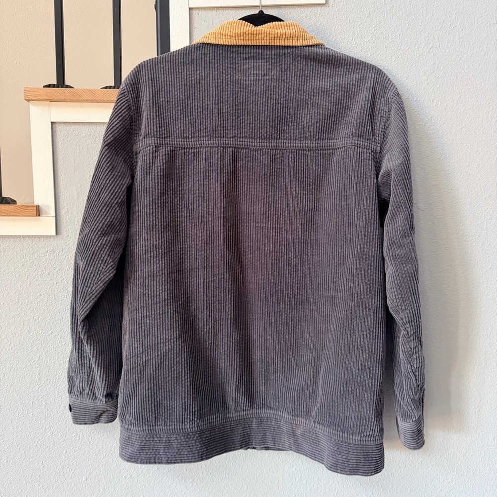 Men's Gray and Mustard Corduroy Zip-Front Shirt Jacket - Picture 7 of 16
